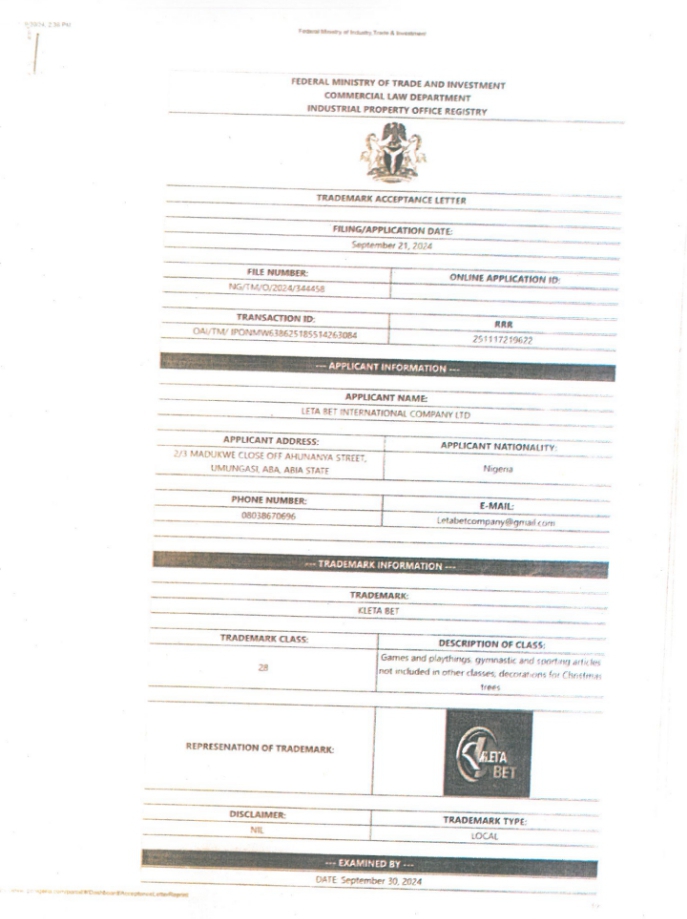 Compliance Certificate